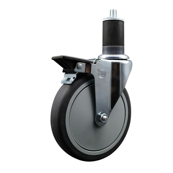 6'' Thermoplastic Rubber Swivel 1-5/8'' Expanding Stem Caster with Brake
